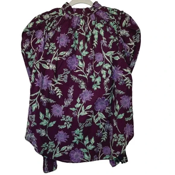 Free People Meant to Be Floral Puff Sleeve Button Up Blouse Top NWT‎ - Picture 4 of 13